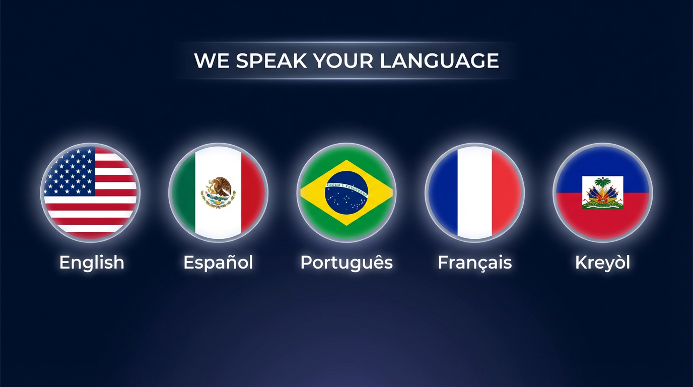 Multi-Language Support: English, Spanish, Portuguese, French, Haitian Creole
